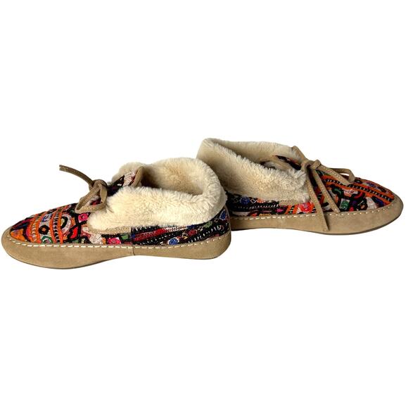 Anthropologie Upcycled Patchwork Slipper Booties Moccasins Womens L 9 10 Comfort - Picture 5 of 8